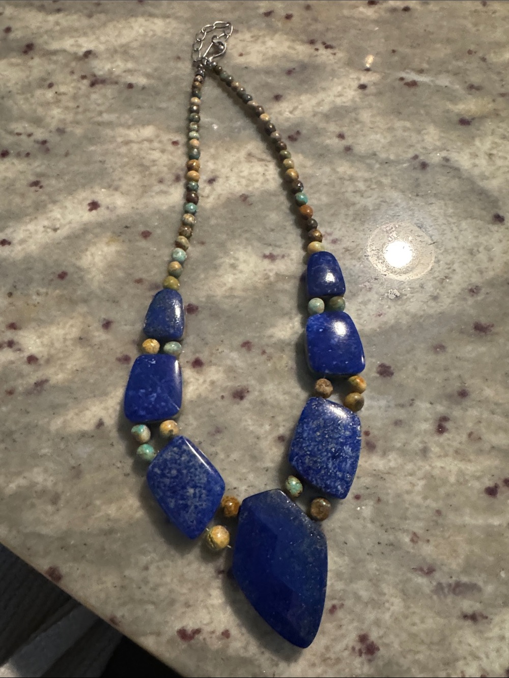 Jay King Turquoise and Lapis reversible 20" 925 necklace.